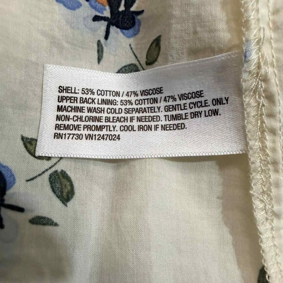 NWOT Universal Thread Cream Floral Print Cap Sleeve Blouse, Ruffles, MEDIUM - Picture 6 of 12